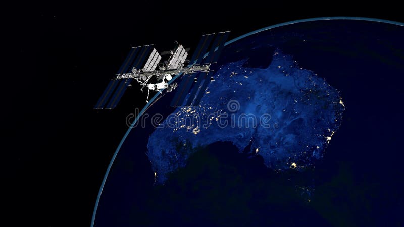 Extrem ausführliche und realistische Illustration der hohen Auflösung 3D von Australien nachts Geschossen vom Raum lizenzfreie abbildung Extrem ausführliche und realistische Illustration der hohen Auflösung 3D von Australien nachts Geschossen vom Raum lizenzfreie abbildung