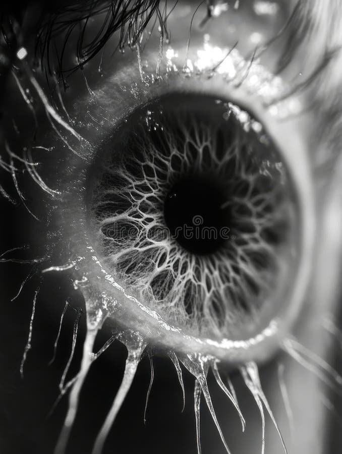Extreme Closeup Monochrome Eye Detail Abstract Surreal Art Photography iris dark gaze look macrophy royaltyfri illustrationer