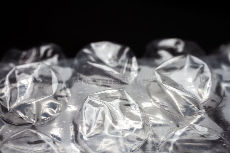 Extreme macro of plastic bubble wrap texture stock photo