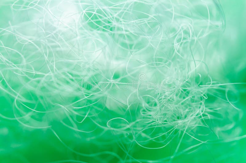 Extreme macro of polyester stable fiber on green background royalty free stock photos