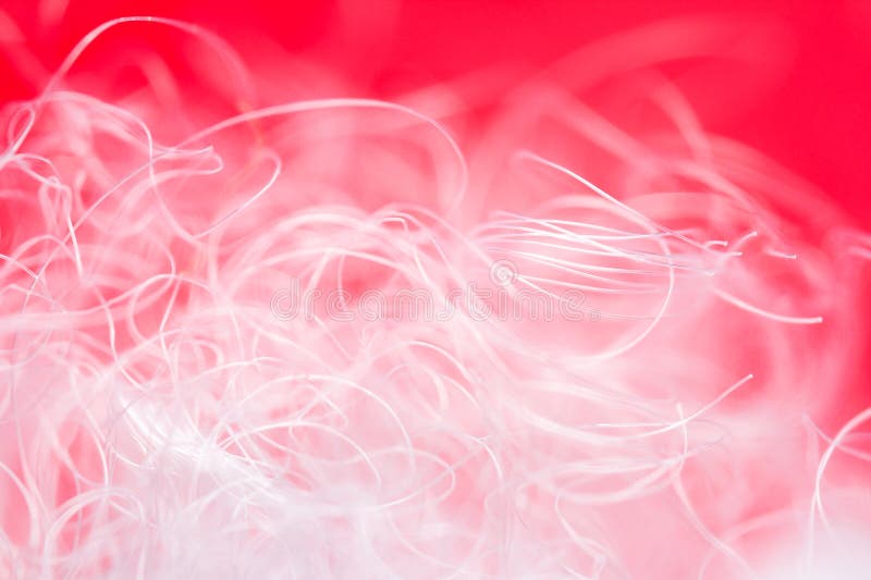 Extreme macro of polyester stable fiber on red background royalty free stock photo