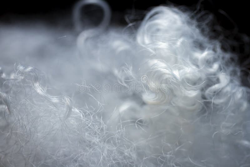 Extreme macro of polyester stable fiber stock photos