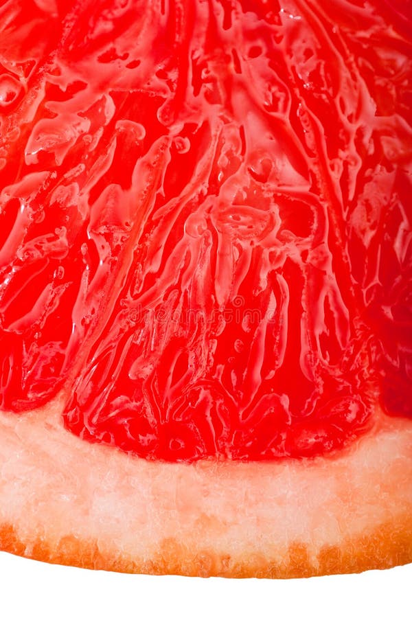 Extreme macro shot of a red grapefruit isolated on royalty free stock images