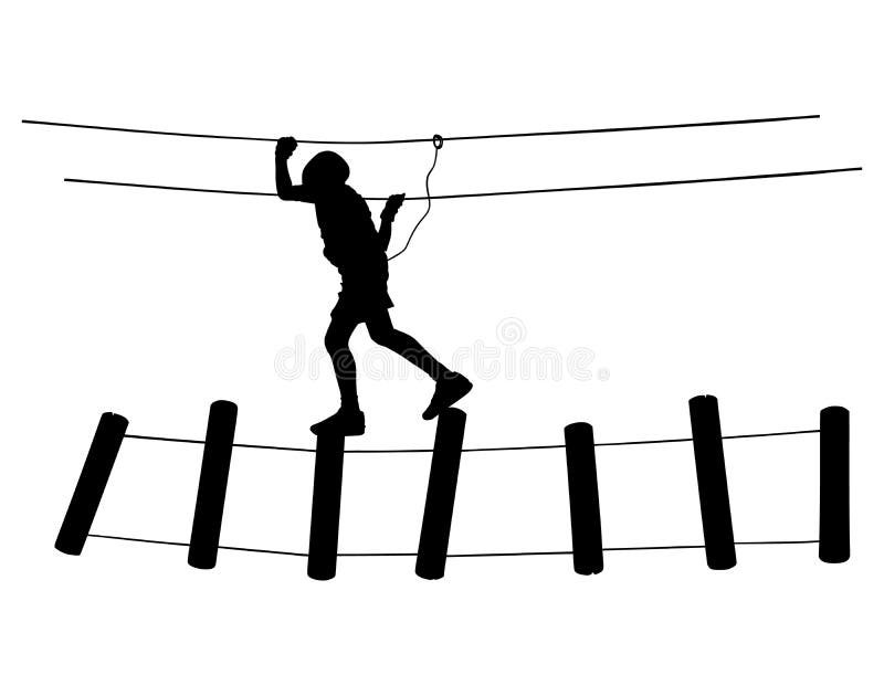 Extreme sportsman took down with rope. Man climbing silhouette