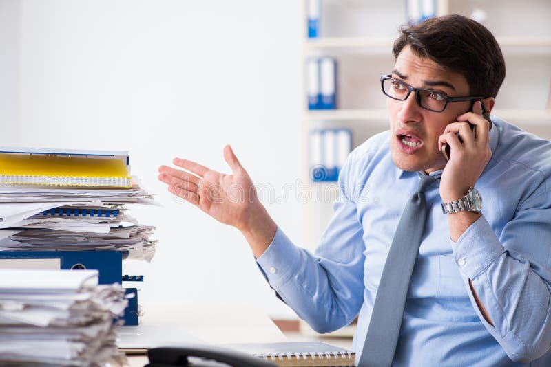 The Extremely Busy Businessman Working in Office Stock Photo Image of