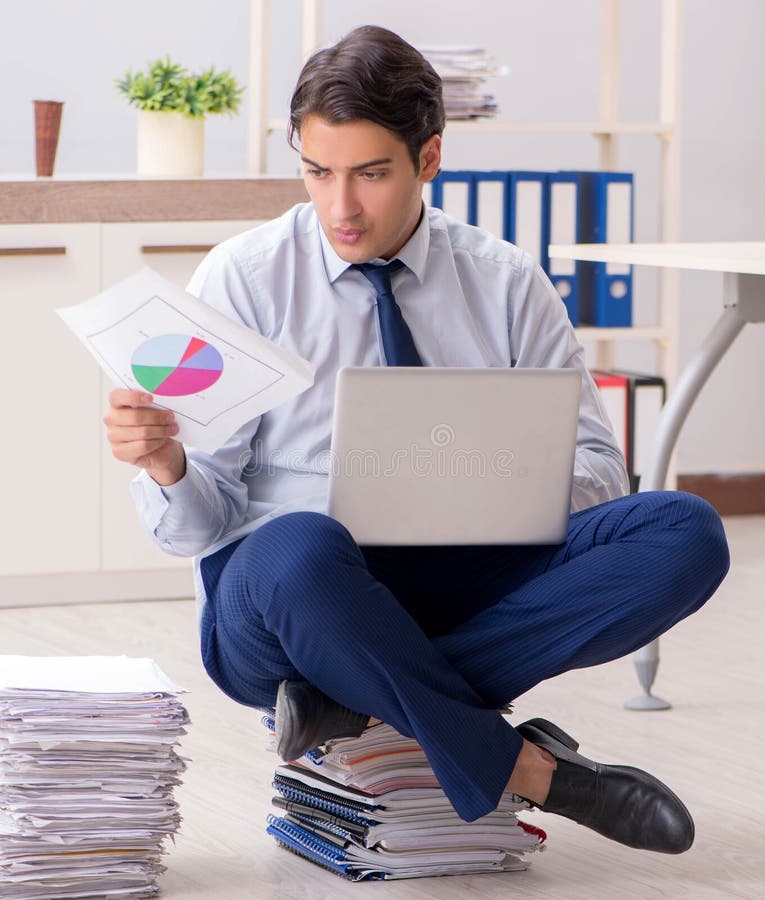 Extremely busy employee working in the office royalty free stock photos