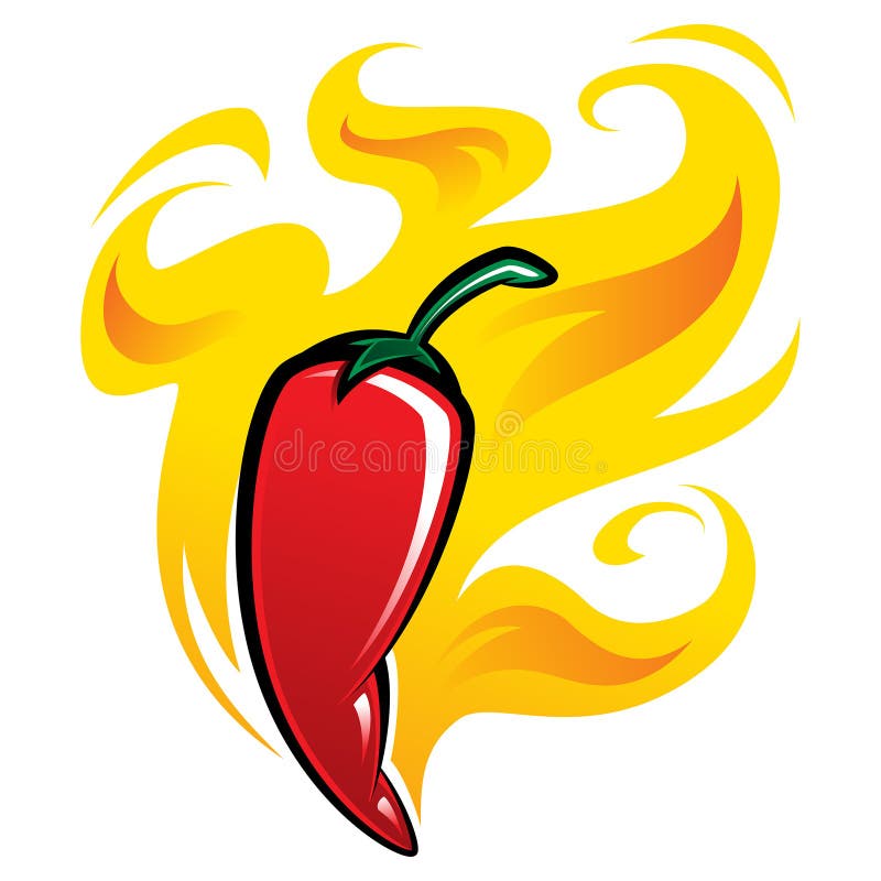 Extremely hot red chili pepper on fire vector illustration Extremely hot red chili pepper on fire vector illustration
