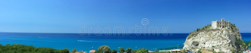 Extremely long panorama of Tropea skyline