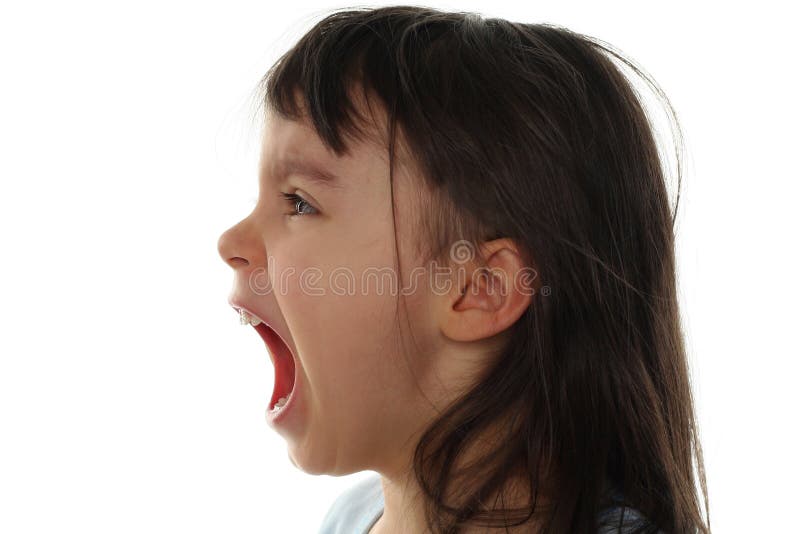 Extremely sad little girl crying