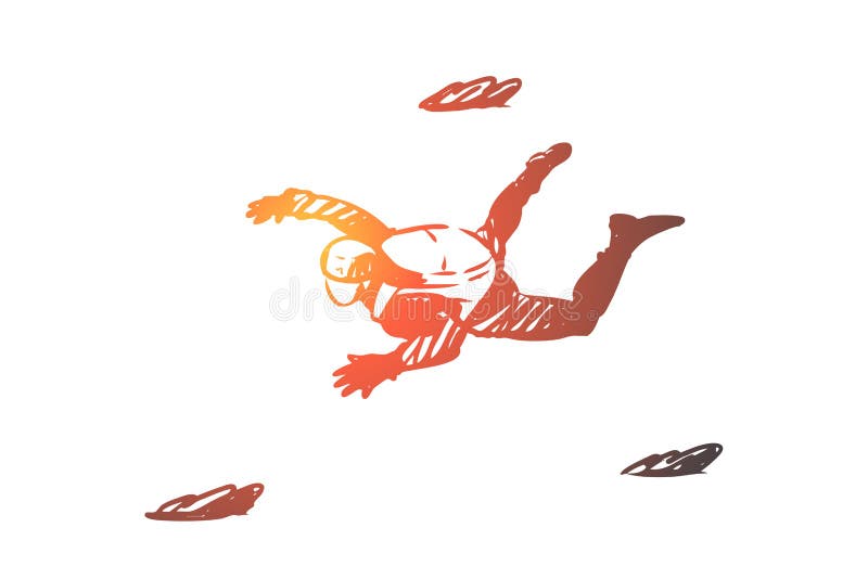 Homem caindo com pára-quedas aventura extrema salto no céu