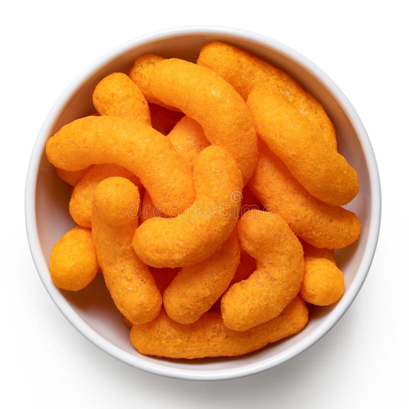 Premium PSD  Cheese puffs with a white bowl isolated on transparent  background