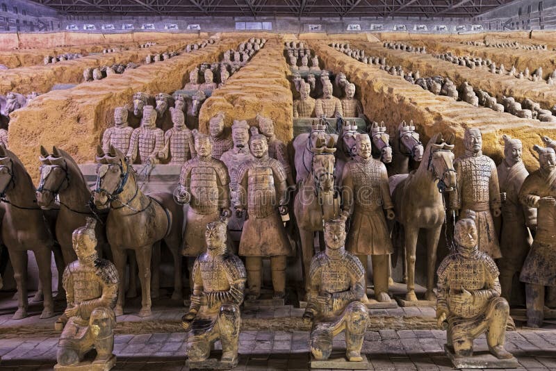 Exército mundialmente famoso da terracota situado em Xian China