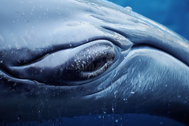 Eye of the blue whale close up underwater AI generated