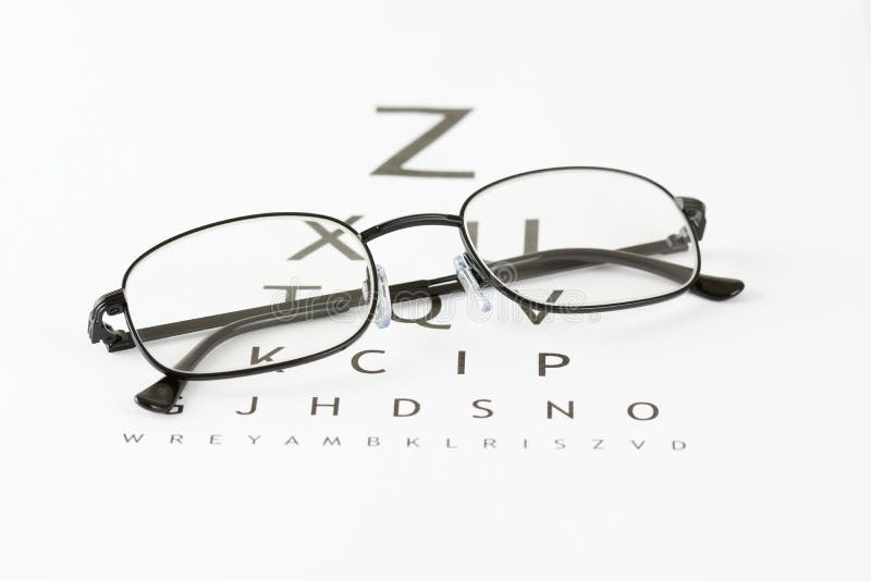 Looking through the Glasses at Eye Chart Stock Image Image of focus