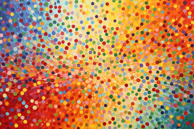 An Eyecatching and Lively Painting Created with an Array of Dots in Various Vibrant Colors, a