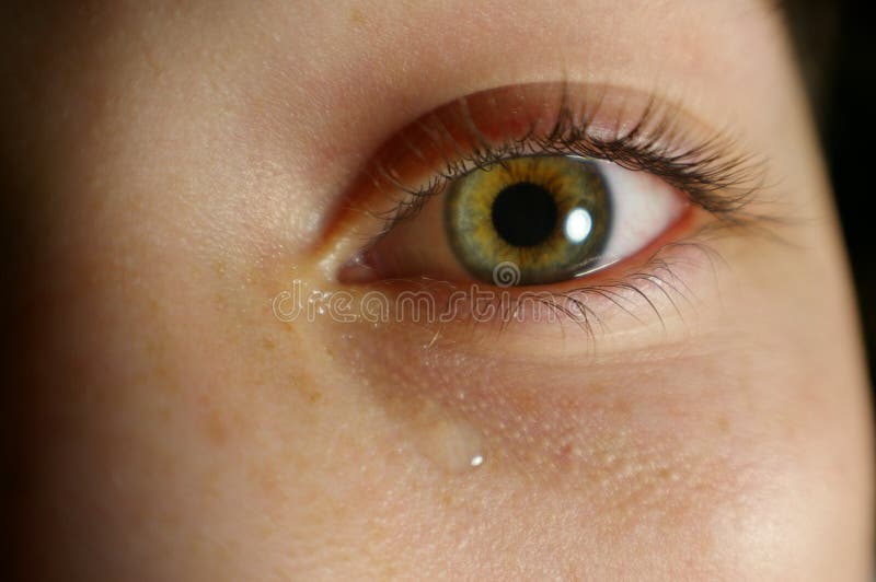 Eye closeup with tear stock image. Image of iris, crying 700193