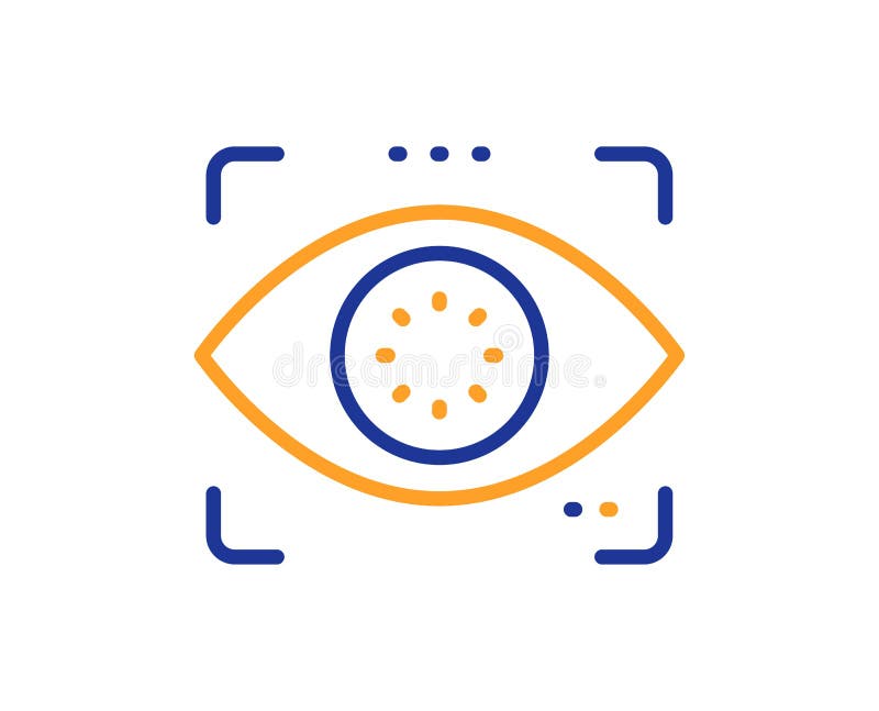 Eye detect line icon. Retina scan sign. Vector royalty free illustration