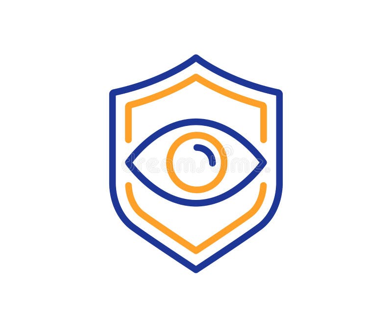 Eye detect line icon. Retina scan sign. Vector royalty free illustration