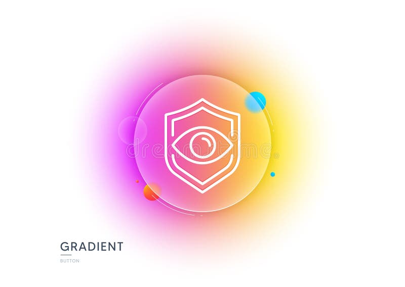 Eye detect line icon. Retina scan sign. Gradient blur button. Vector vector illustration