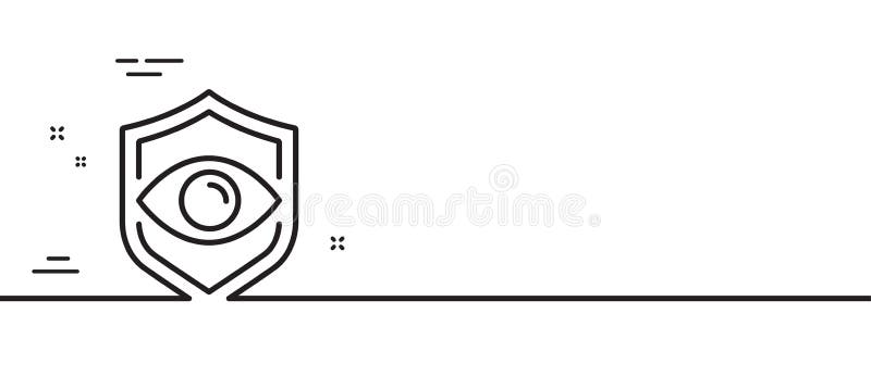 Eye detect line icon. Retina scan sign. Minimal line pattern banner. Vector royalty free illustration