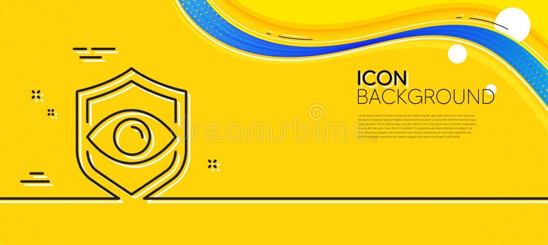 Eye detect line icon. Retina scan sign. Minimal line yellow banner. Vector royalty free illustration