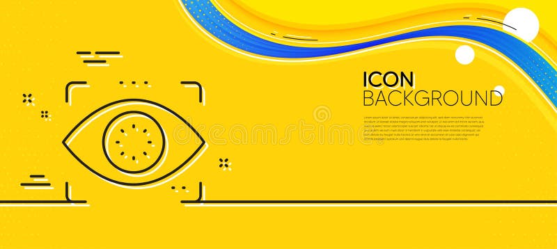 Eye detect line icon. Retina scan sign. Minimal line yellow banner. Vector royalty free illustration