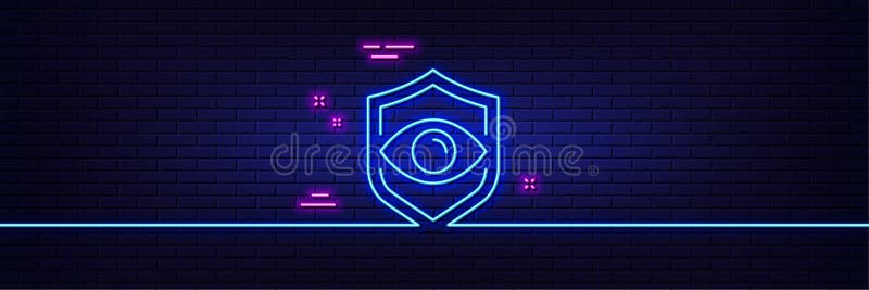 Eye detect line icon. Retina scan sign. Neon light glow effect. Vector vector illustration