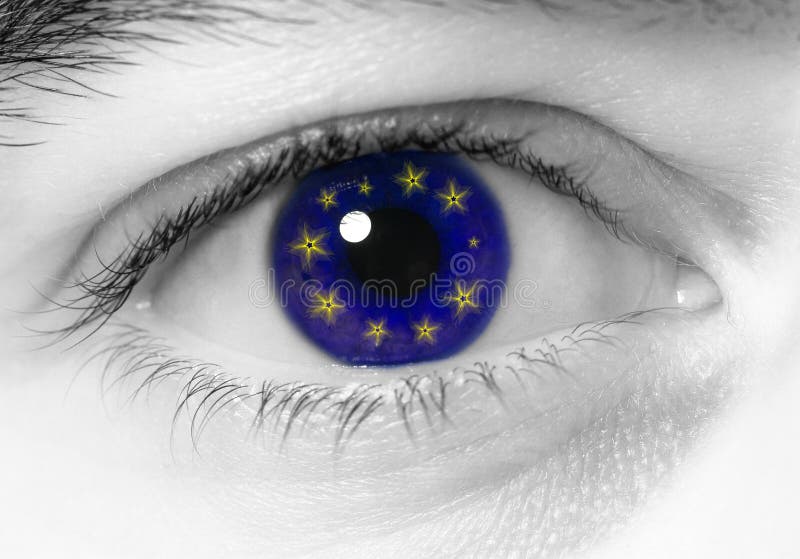 In bianco e nero di occhi blu europa bandiera.