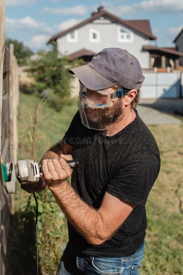 Eye and Face Protection when Working with Power Tools Stock Image