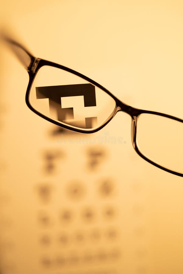 Eye Glasses and Out of Focus Eye Chart Stock Image Image of distortion, nearsighted 231651947