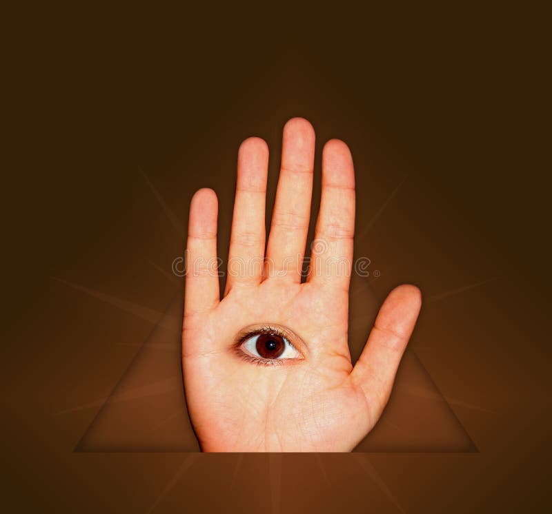 Eye in Hand stock illustration. Illustration of evil, single 2075077