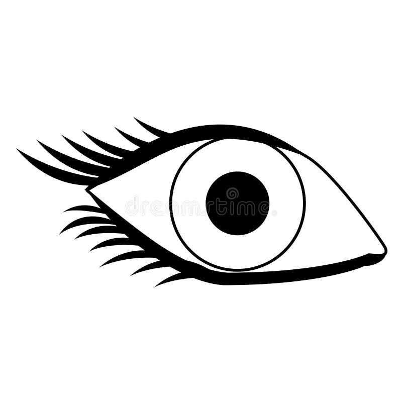 Eye Human Vision View Cartoon in Black and White Stock Vector -  Illustration of female, optical: 155781722