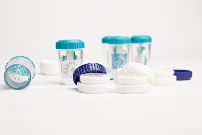 Eye Hygiene Care Set of Contact Lens Cases Stock Image Image of