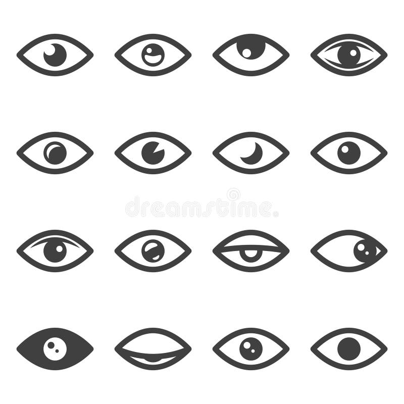 Eye Icons Set. Different Variations of the Linear Image with Different