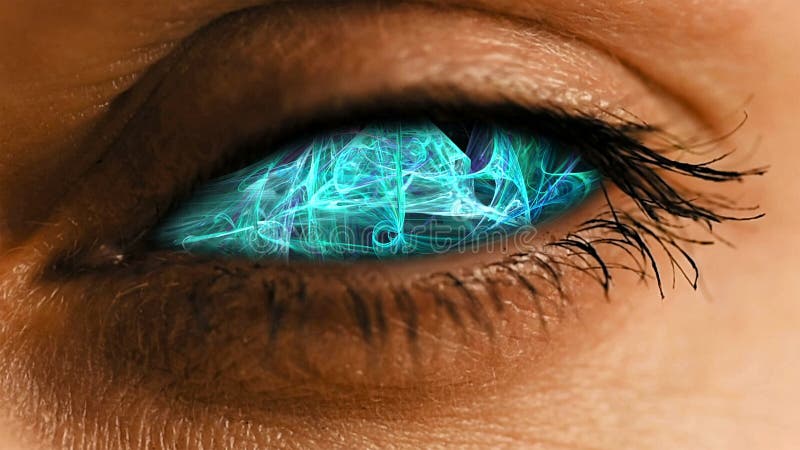 Eye iris with abstract neural dust pattern stock photography