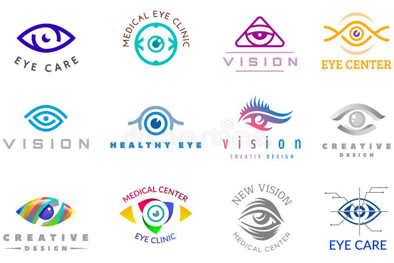 Eye logo vector eyeball icon eyes look vision and eyelashes logotype of medical care optic company supervision