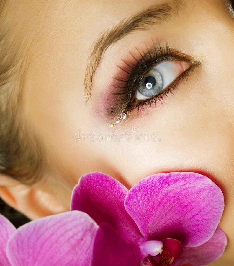 Beautiful Luxury Makeup. Face closeup. Clear closeup view stock images, royalty-free photos and pictures