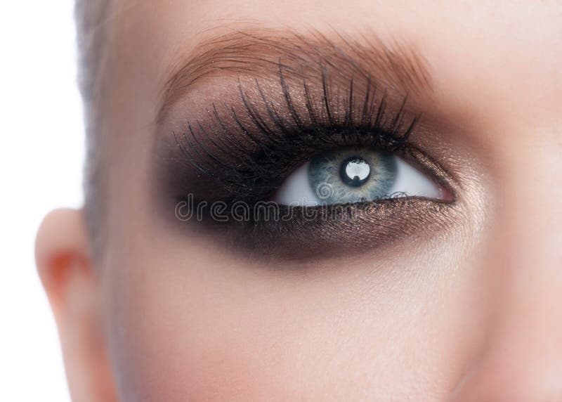 Beautiful Macro of Female Eye with Fashion Black Eyeliner Makeup. Perfect Graphic  Liner Shape. Cosmetics and Make-up Stock Image - Image of minimalism,  female: 178386911