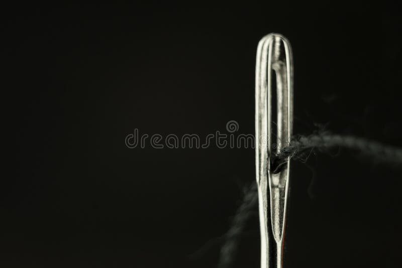 The Eye of a Needle with a Thread Closeup Stock Image Image of