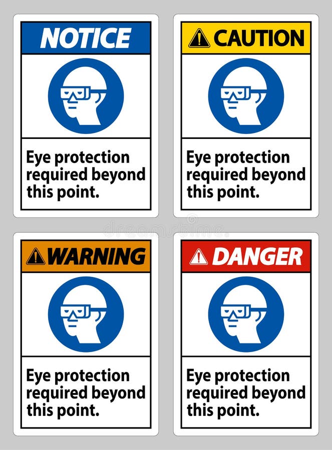 Eye Protection Required Beyond this Point on White Background Stock Vector Illustration of