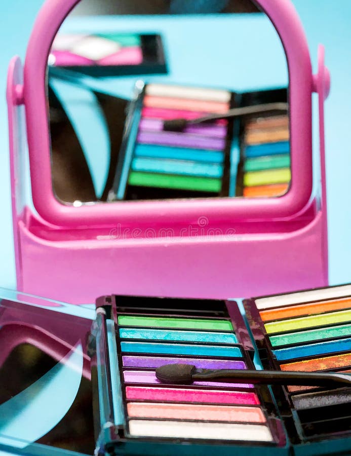 Eye Shadow Makeup Means Beauty Product and Applicator Stock Image