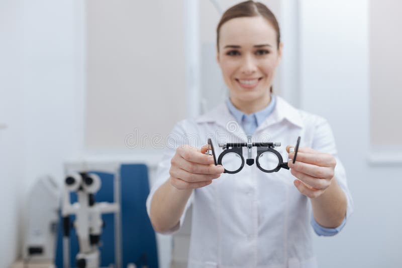 Eye Test Glasses Being Held By An Optometrist Stock Image Image Of Lens Experienced 90234805