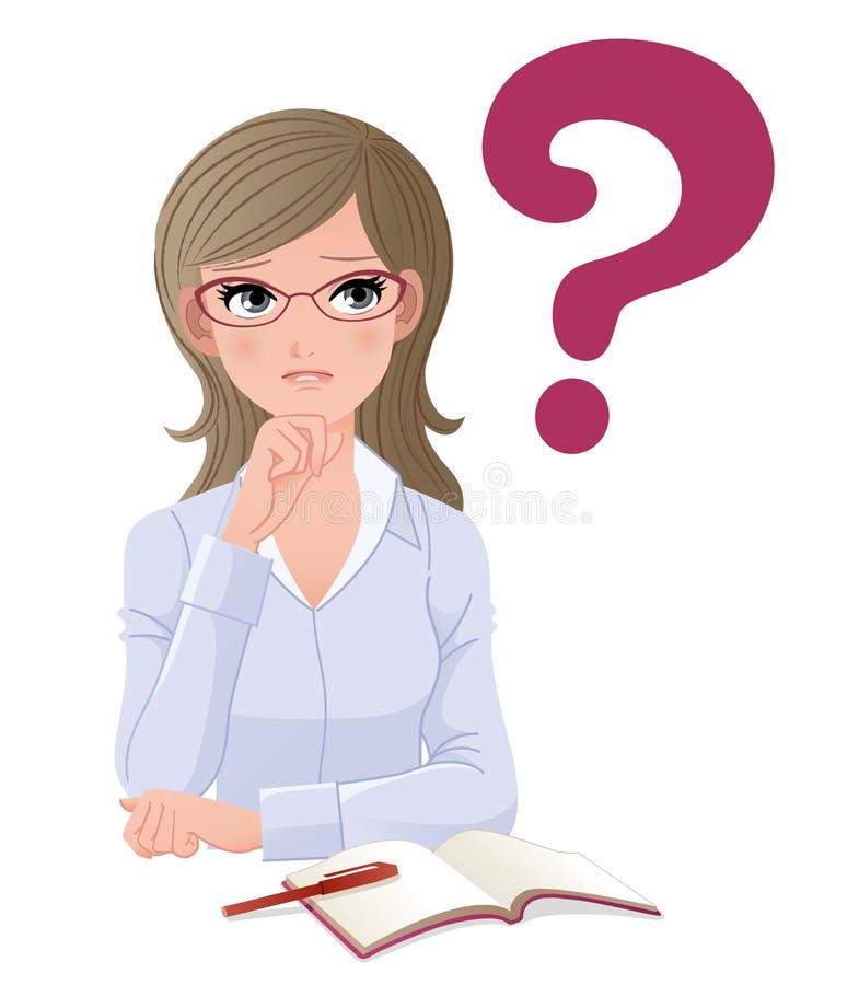 Eye-wear glasses woman with question mark vector illustration Eye-wear glasses woman with question mark vector illustration