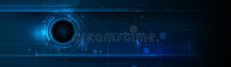Illustration design, digital eyeball and line on circuit board. High tech computer, science technology vector illustration