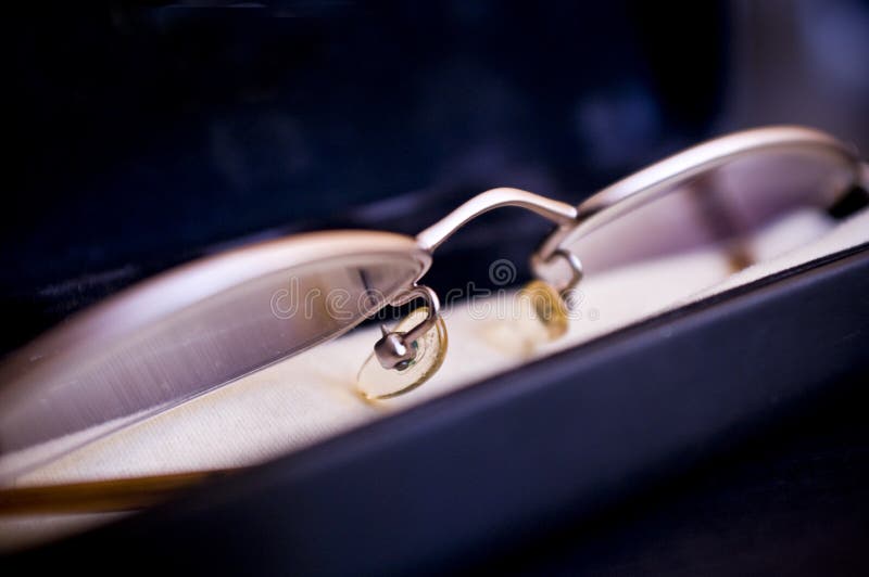 Closeup of a pair of wire framed prescription eyeglasses. Clear closeup view stock images, royalty-free photos and pictures