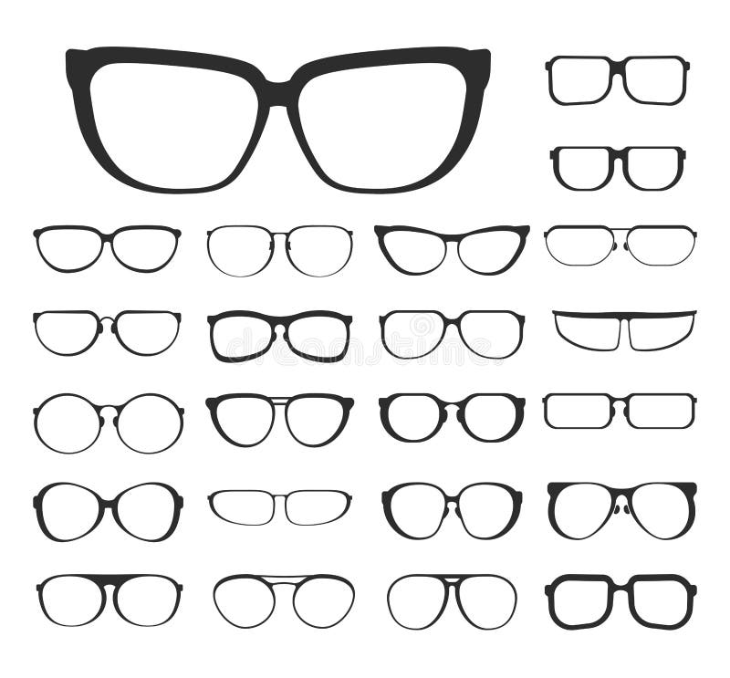 Collection Of Sunglasses And Spectacles, Eyeglasses Of Different Shapes ...