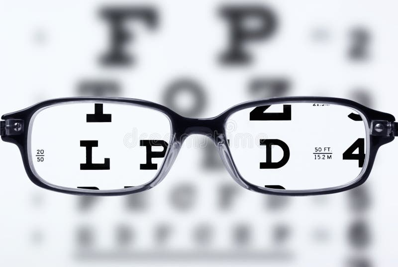 Eyeglasses e carta de olho imagens de stock Eyeglasses e carta de olho imagens de stock