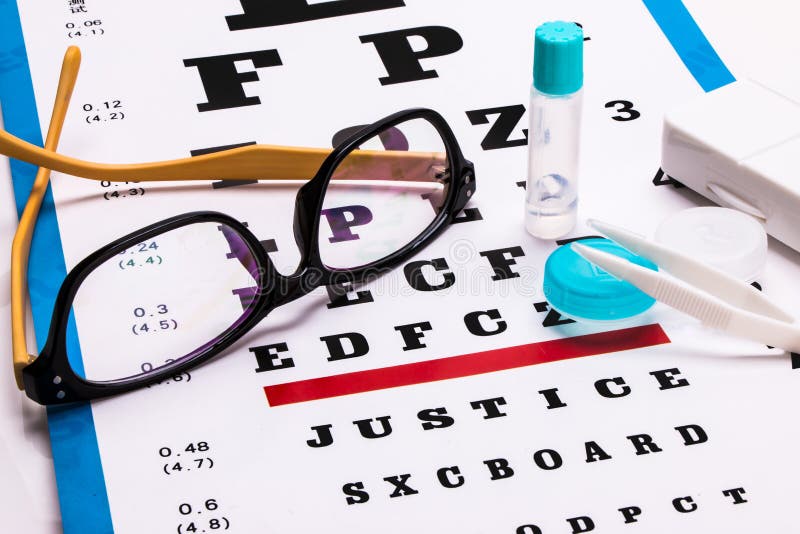 Eyeglasses and eye chart stock photo. Image of exam, chart 42535078