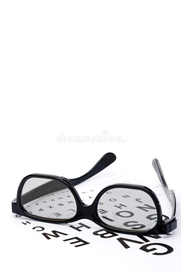 Eyeglasses on a Eye Exam Chart Stock Image Image of shades