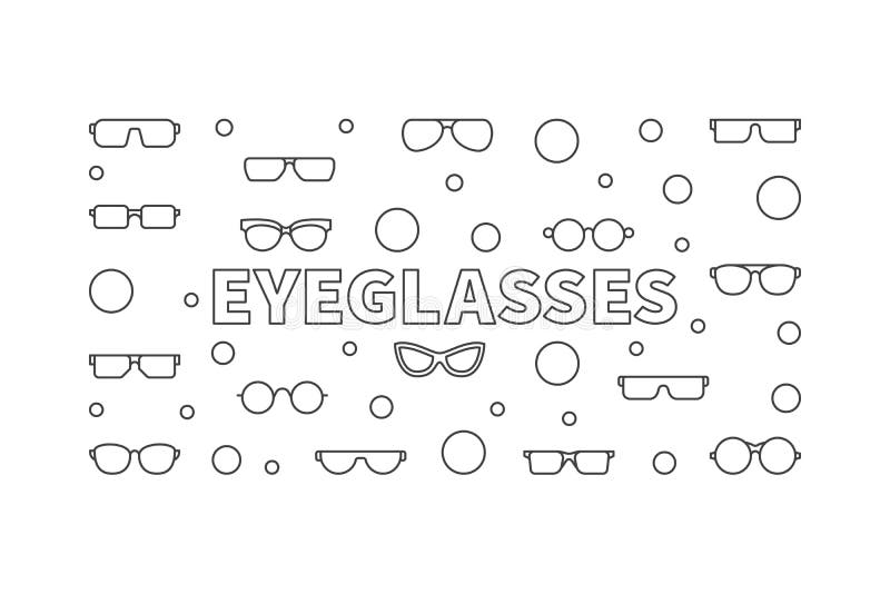 Eyeglasses horizontal outline illustration. Vector banner